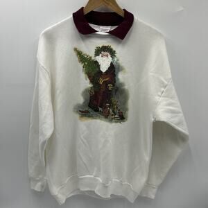 Vintage 90s ASHLEY’S Crew Neck Sweatshirt XL Santa Claus Graphic Made in USA